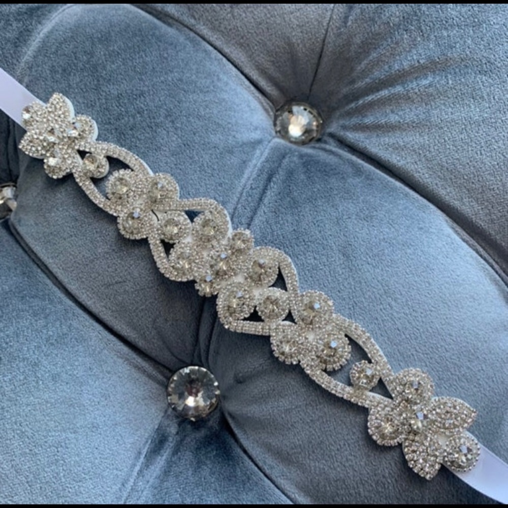 White Ribbon Crystal Wedding Sash Bridal Belt Or Headband Wedding Accessories